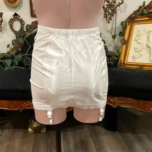 Vintage Crownette shapewear Girdle Small Pin Up Elastic Waist Size 32 White